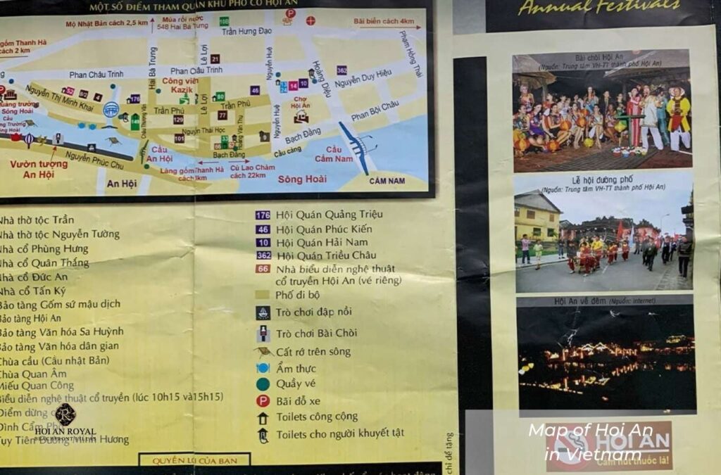 The Hoi An attractions map helps you easily explore the ancient town and surrounding areas