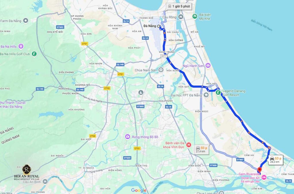 How far is Hoi An from Da Nang?
