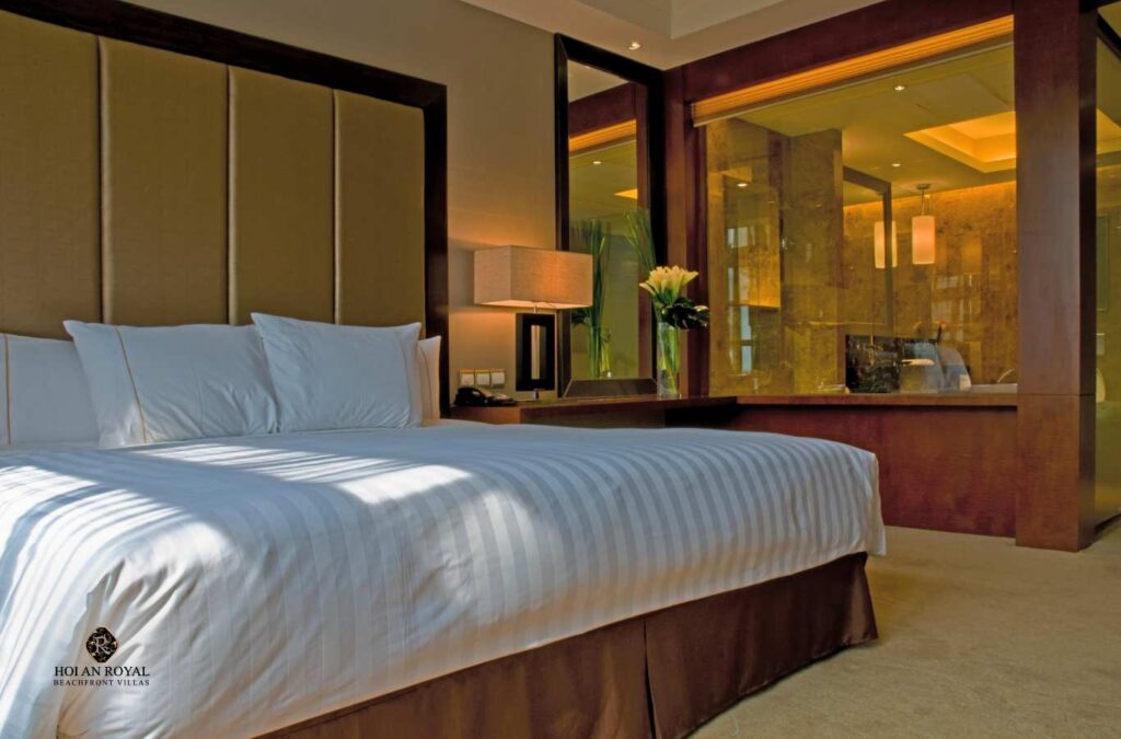 A 5-star resort bedroom must be spacious, comfortable, and elegantly designed